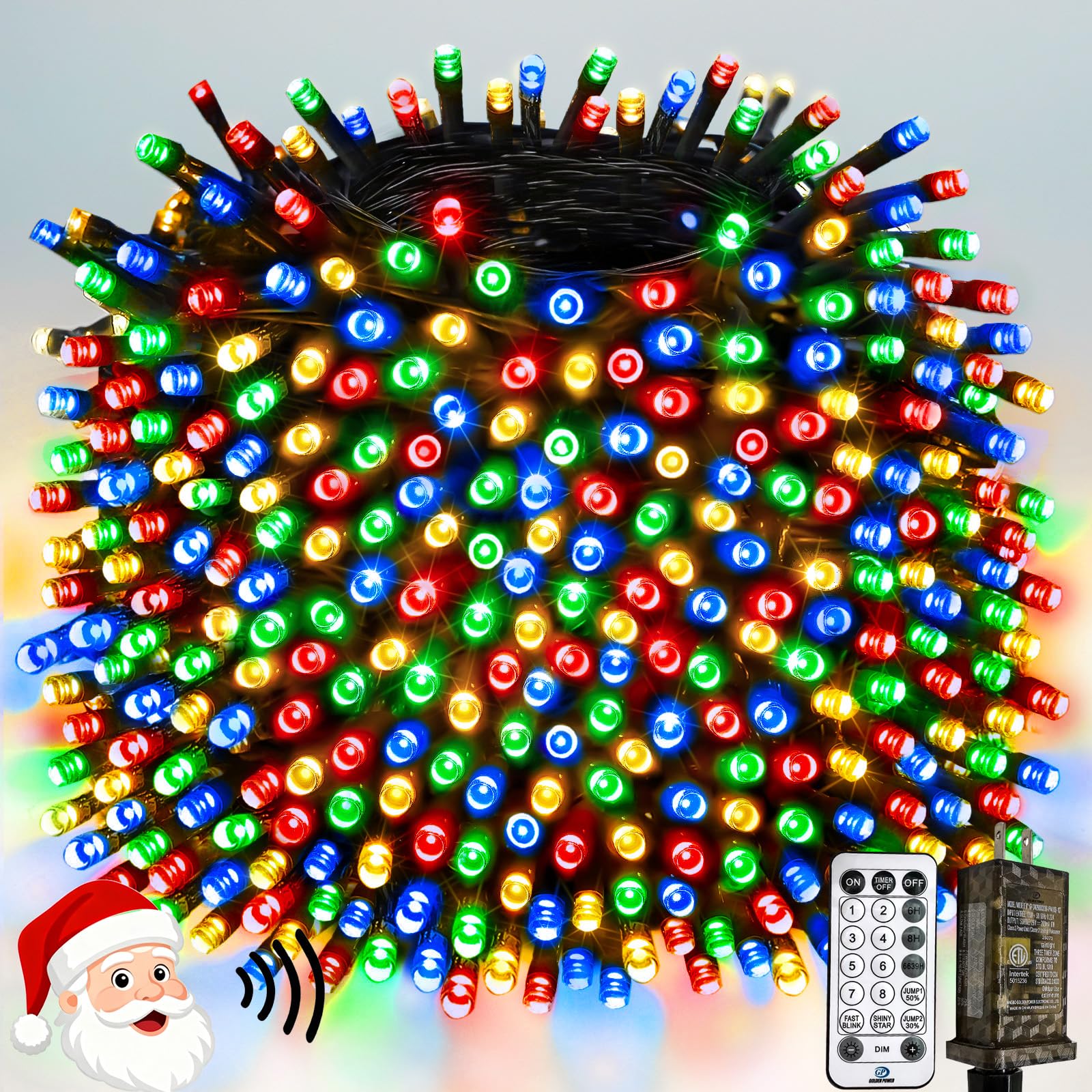 Smart Color Changing Christmas Lights with Remote & APP, 109FT 300 LED RGB Dimmable Christmas String Lights, Waterproof Fairy Twinkle Light for Indoor Outdoor Xmas Tree Wedding Holiday Decorations